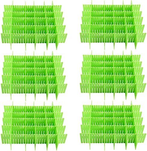 ZOENHOU 60 PCS Green Drawer Dividers, 12.6 x 2.8 Inch Adjustable Premium Plastic Drawer Divider Organizers for Makeup Dr