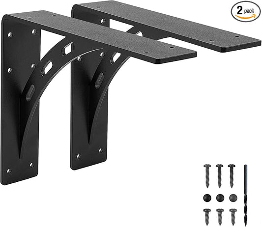 12"x10"x2.5" Heavy Duty Shelf Brackets, Max Load 1100 LBS, Premium Alloy Metal Mantel Support (Set of 2) - Countertop Support - (12 inch x 10 inch)
