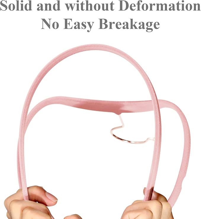 VECELO Premium Velvet Clothes Hangers Suit Heavy Duty (50 Pack)-Non Slip & Space-Saving with 6 Finger Clips & Tie Rack Excellent for Men and Women,Pink