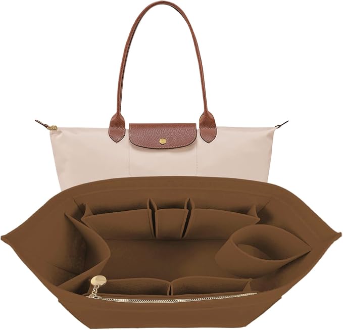 Lckaey Purse Organizer Insert For Le Pliage Large Purse Insert For Long Champ organizer1012-25Camel-L