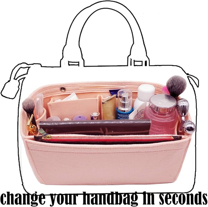 LEXSION Felt Purse Organizer Insert Multi Pocket Bag Organizer Shaper | zipper bag, tote shaper, multi pocket bag, handbag shaper, various sizes