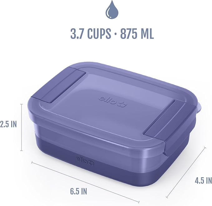 Ello Plastic Meal Prep Set BPA Free Plastic Food Storage Container with Silicone Boot and Airtight Lids, Dishwasher, Microwave, and Freezer Safe.