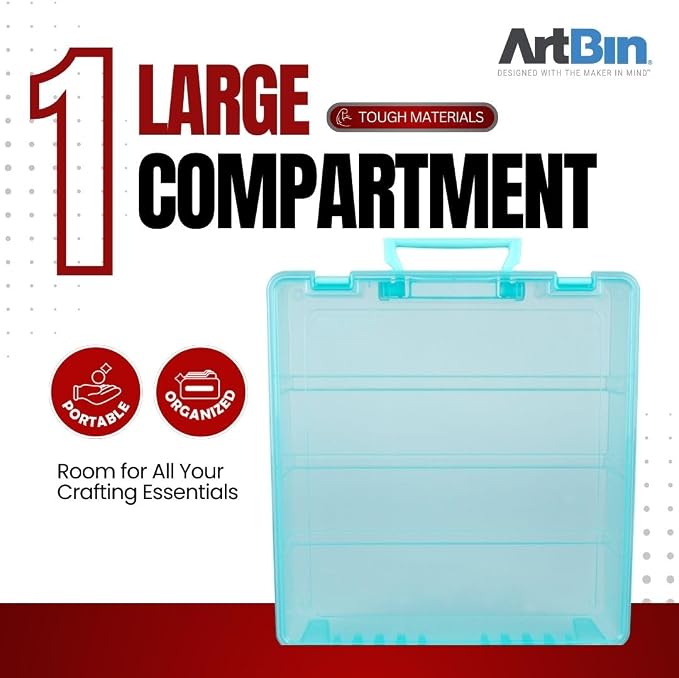 ArtBin 6955AA Super Satchel Compartment Box Clear Craft Organizer Storage Case - Aqua (Pack of 3)