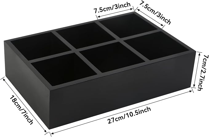 Tea Bag Box Black 6 Compartments Tea Organizer Storage Wood Drawer Station | Tea Bag Holder Large Sugar Packet Holder Coffee Bar Station Sweeteners Condiment Organizer Tea Bag Organizer Caddy