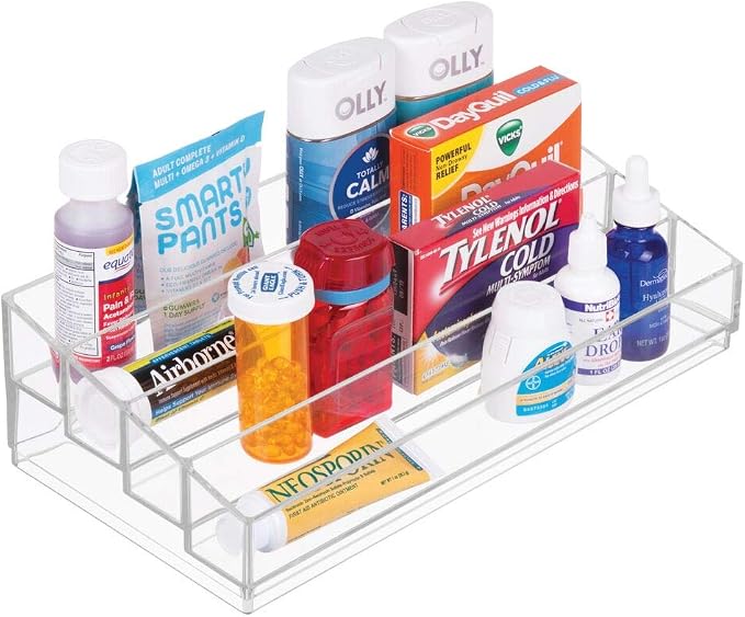 iDesign Tiered Cosmetics & Nail Polish Organizer, The Clarity Collection – 12.75 IN X 6.5IN X 3.75 IN, Clear (Pack of 4)