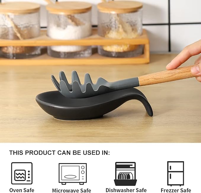 Nihow Pot Lid Holder and Spoon Rest for Kitchen Counter/Stove Top | Catch Water & Oil Drips,Stable & Secure,Heat Resistant,Easy to Clean & Dishwasher Safe,Space-Saving,Multi-Purpose Holder
