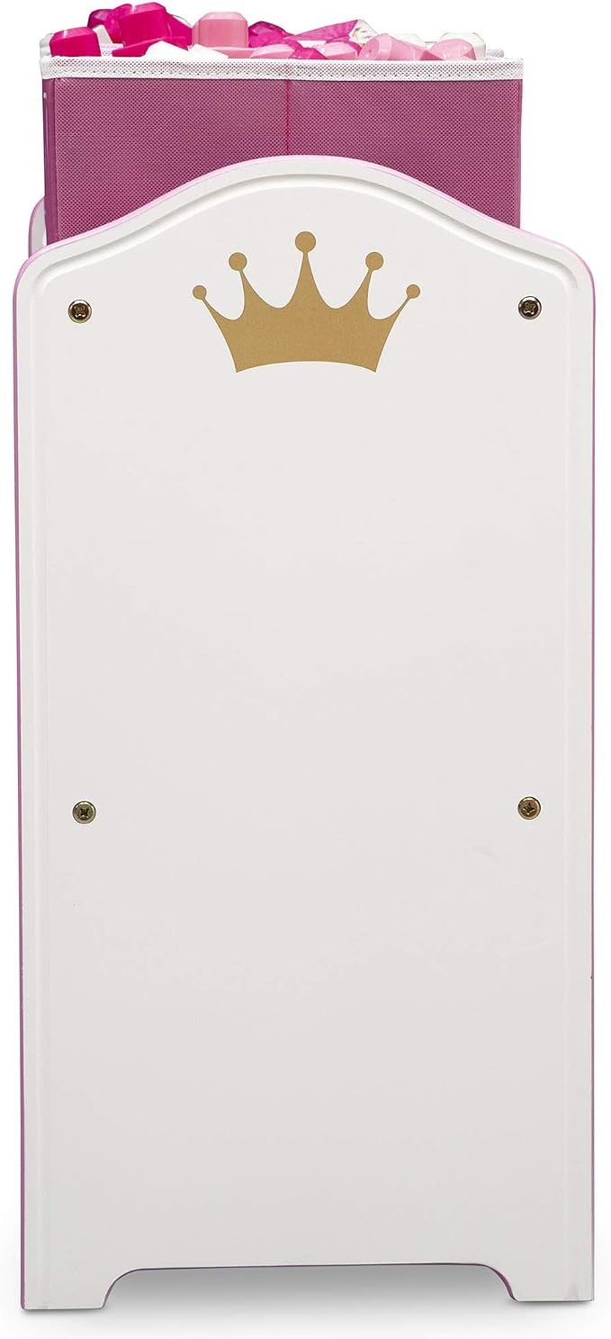 Delta Children Princess Crown Design & Store 6 Bin Toy Storage Organizer - Greenguard Gold Certified, White/Pink