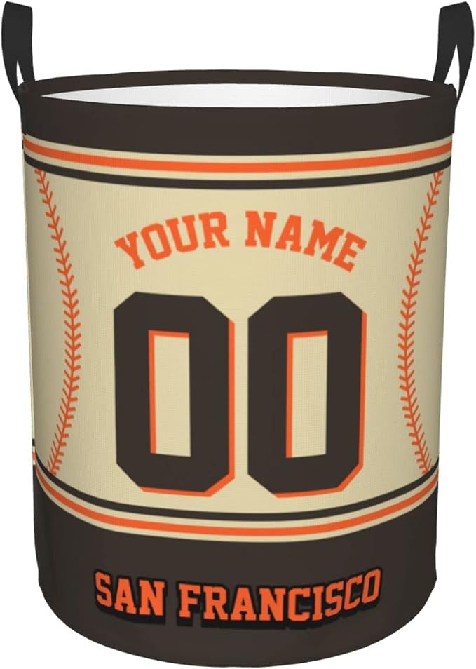 Custom San Francisco Laundry Hamper Personalized Laundry Basket Customized Name And Number Collapsible Storage Basket for Bedroom Bathroom Living Room Baseball Fan Gifts