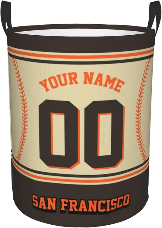Custom San Francisco Laundry Hamper Personalized Laundry Basket Customized Name And Number Collapsible Storage Basket for Bedroom Bathroom Living Room Baseball Fan Gifts