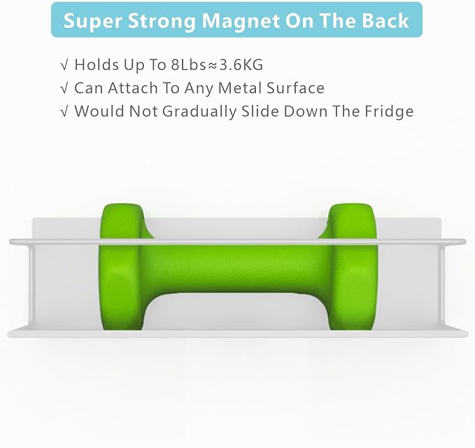 Magnetic Spice Rack for Refrigerator Magnetic Fridge Shelf for Kitchen Spice Organizer Magnetic Shelf for Fridge Space Saving White 2 Pack with Magnetic Paper Towel Holder