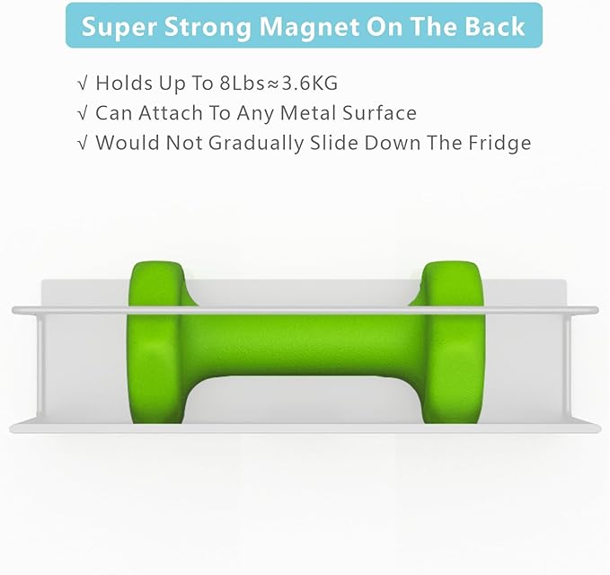 Magnetic Spice Rack For Refrigerator, Space Saving Magnetic Shelf For Fridge White 4 Pack With Magnetic Paper Towel Holder