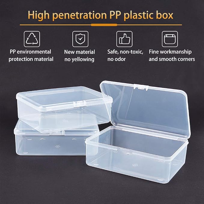 BENECREAT 6 Pack 5.6x4.2x1.8 Clear Plastic Box Containers with Lids for Beads, Safety Pins and Other Craft Jewelry Watch Findings