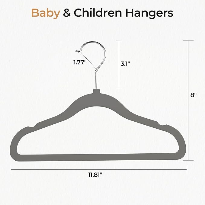 GoodtoU Kids Hangers Velvet 50 Pack 14" - Kids Felt Hangers Non Slip Toddler Hanger Childrens Hanger for Kid