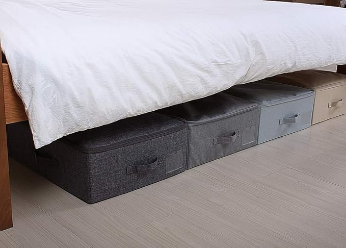 iwill CREATE PRO 39.4 inch（100cm） Longer Bedroom Underbed Storage Containers with Lid for Duvets, Blankets, Clothes, Shoes, Toys, Comforters, Wedding Dress Folding Rigid Organizer Bins, Black Gray