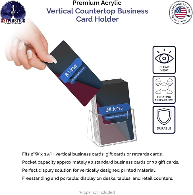 Marketing Holders Vertical Business Card Holder Single Slot Space Saver Premium Security Code Counter