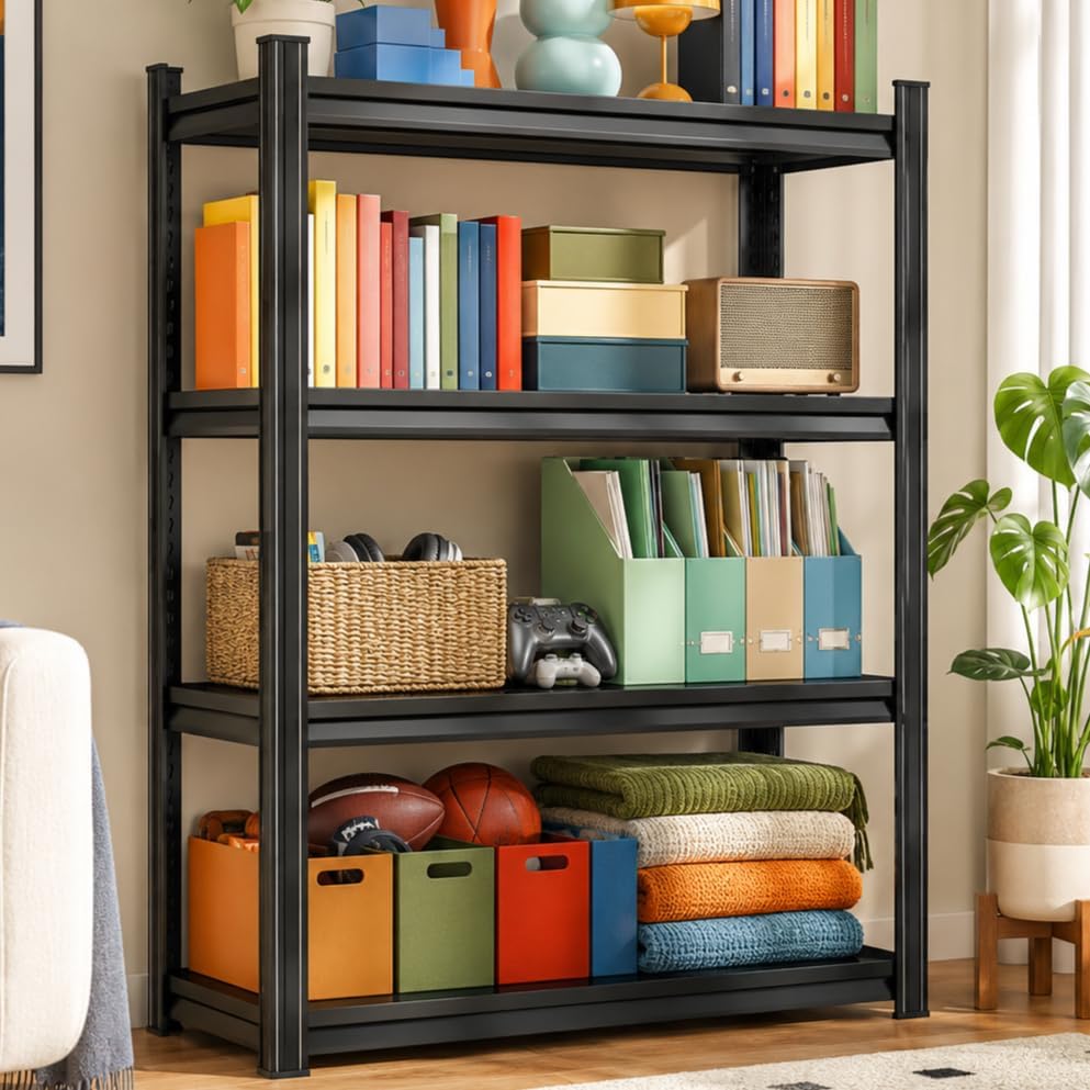 Metal Bookshelf Adjustable Bolt-Free Bookcase Heavy Duty Book Shelf 2000LBS