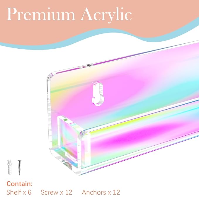 FEMELI Nail Polish Wall Rack (Iridescent, 15 inch)