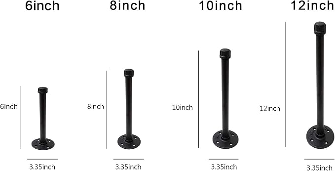 1/2" Industrial Black Iron Pipe Shelf Brackets, Rustic Wall Mounted DIY Shelving Bracket Hanging Custom Pipe Brackets for Floating Shelves (6 Inch, Piece, 6.0)