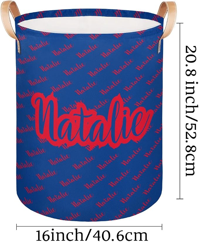 Personalized Laundry Basket, Custom Gift Laundry Hamper, Collapsible Nursery Waterproof Laundry Baskets, Dirty Clothes Toy Hamper with Handles Name Red Blue