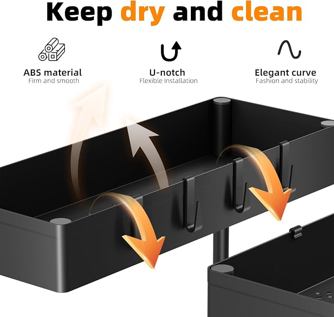 Simple Trending Under Sink Organizer 3 Pack, Sink Pull-Out Sliding Storage Cabinet, 2-Tier Under Shelf Organizer for Kitchen Bathroom, Black