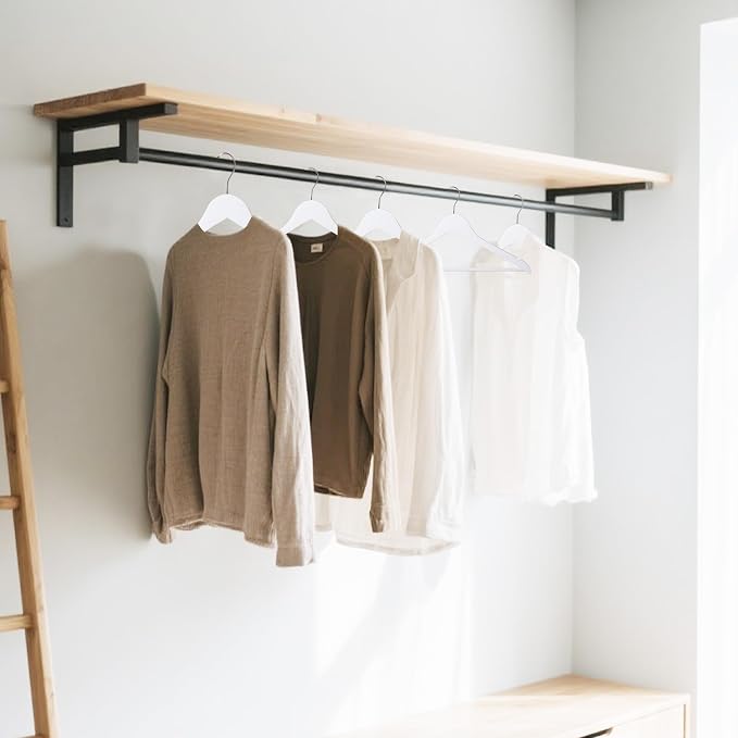 Quality Wooden Clothes Hangers, Solid Wood Suit & Coat Hangers with Pants Bars, Swivel Hook, Shoulder Notches, Heavy Duty Hangers for Shirts, Jackets, Dresses & Trousers(White/12-Pack)