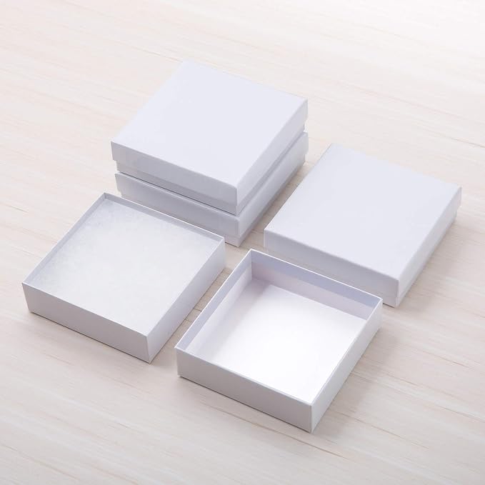 GEFTOL Jewelry Gift Boxes 40 Pack 3.5x3.5x1 Inch Cardboard Jewelry Boxes,Small Gift Boxes for Jewelry Earrings Necklaces Handmade Bangles Bracelets(White)