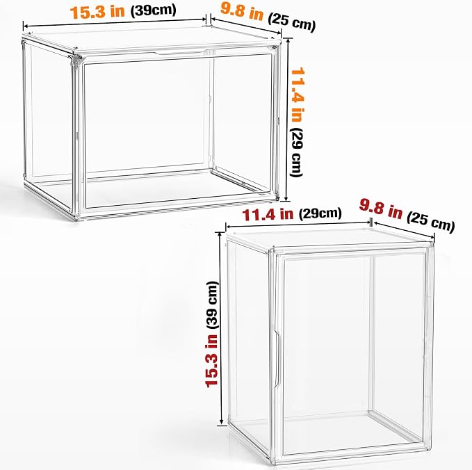 1 Pack XXX-Large Clear Tall Boot Storage Box 17.7''x13''x13'' Acrylic Display Case with Magnetic Lid Handbag Organizer Clear Storage Bins for Trophy, Helmet, Tall Boots, Figure Collectibles