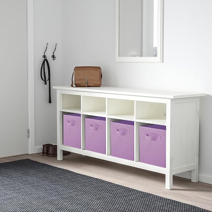 PowerKing Collapsible Storage Cubes with Handles, Fabric Foldable Bins for Closet Shelves, Durable Organization Storage Bins, 10.5'' x 11'' x 10.5'', 2 Pack, Purple