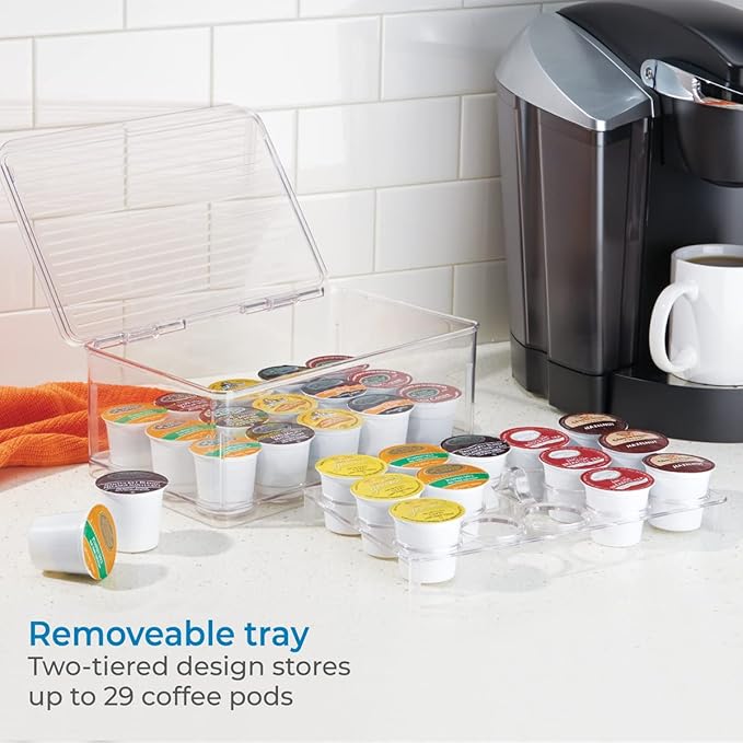 iDesign Stackable Coffee Pod Holder for K-Cup Pods, Clear | 29 K-Cup Capacity