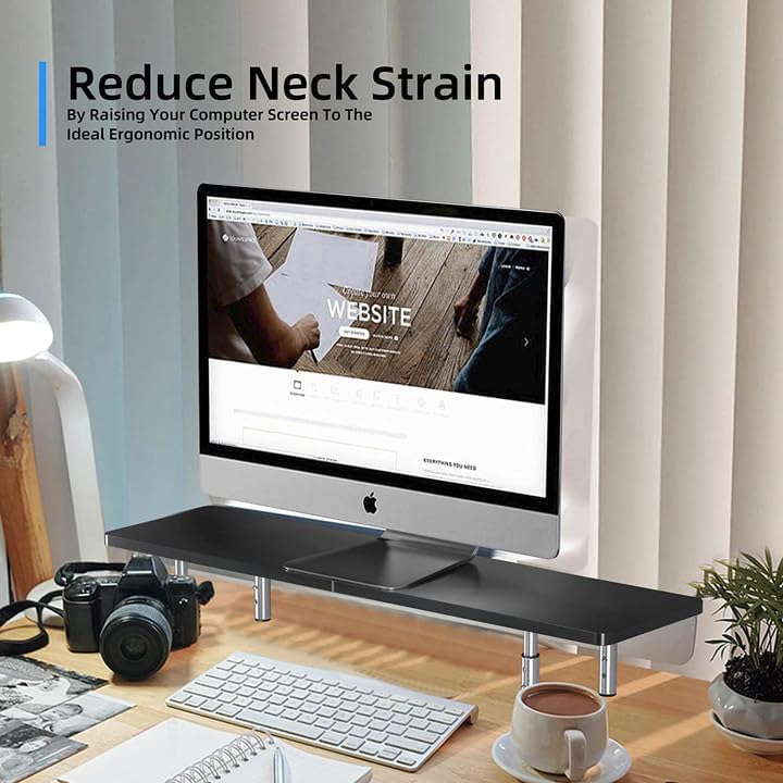 suptek Dual Monitor Stand Riser,Large Monitor Laptop Stand Riser 3 Adjustable Heights Computer Stand for Laptop, Printer
