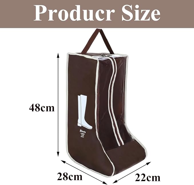 Boot Storage Bag Organizer,Dustproof Boot Bags for Cowboy Boots,Portable Travel Shoe Protector Bags,Tall Boot Covers Storage Organizer for Packing (2 pcs Brown)