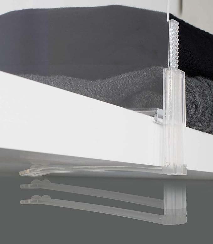 Richards Homewares Acrylic Shelf Dividers - Purse, Sweaters Organizer for Closet - Clear Separators Closet Shelf Organizer - 4 Pack Adjustable up to 2.5” Thick