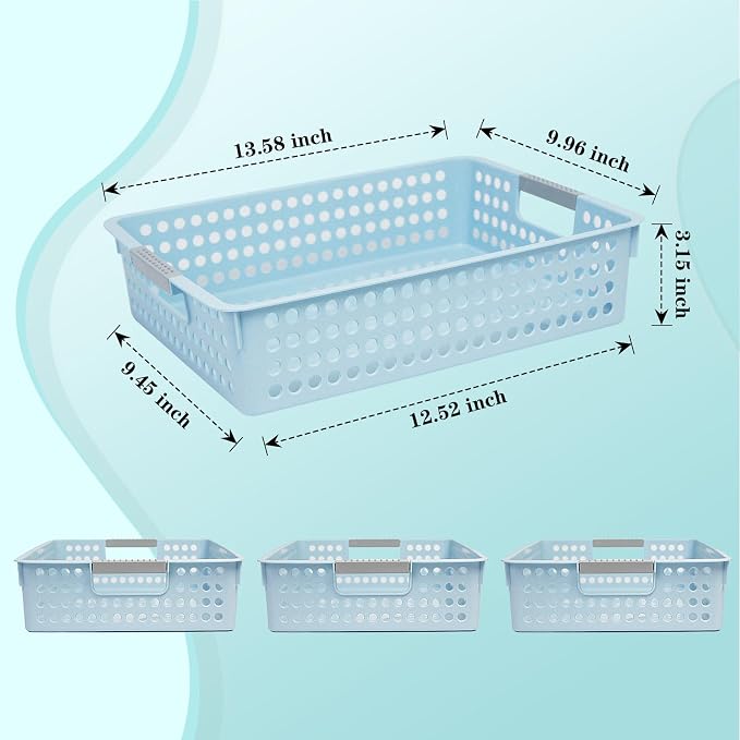 Soddeph A4 Paper Trays for Classroom with Grip Handles,Book Baskets for Library, Drawers, Office, Home,Desk,Turn in Trays Classroom Plastic Storage Baskets
