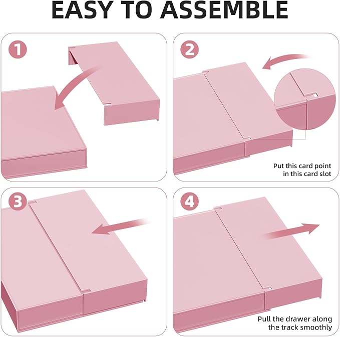 Marbrasse Expandable Desk Drawer Organizer, Clear Plastic Drawer Organizer Tray with 10 Adjustable Compartments, Desk Organizers and Accessories, 5 Drawer Dividers for Office Supplies, Makeup (Pink)