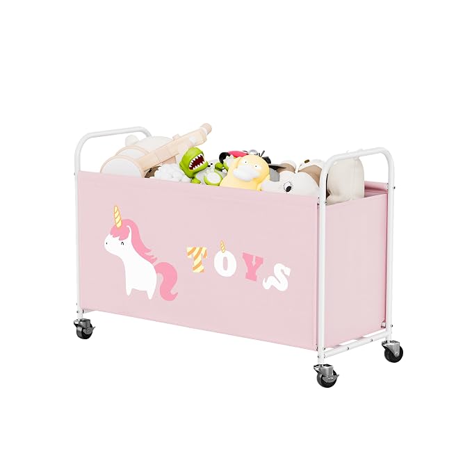 GRANNY SAYS Toy Box for Boys Girls, Extra Large Toy Chest Storage with Wheels, Metal Kids Toy Storage Organizer for Living Room Storage, 135L Toy Bins for Kids Organizer Stuffed Animals, Pink