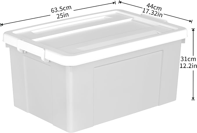 Cetomo Lidded Storage Bin with Handle, Tote Organizing Container with Wheels, Lid and Secure Latching Buckles, Stackable and Nestable, Plastic, 72 Quart-4 Pack, Gray