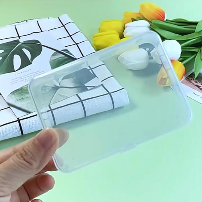 12 Pack Rectangle Plastic Clear Storage Containers Box (3.54 x 2.36 x 0.87 inch) for Beads, Coins, Safety Pins and Other Craft Jewelry Watch Findings