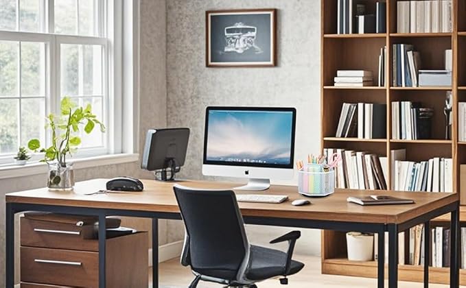 Exerz Desk Organiser/Mesh Desk Tidy Candy/Pen Holder/Multifunctional Organiser 360 Rotating