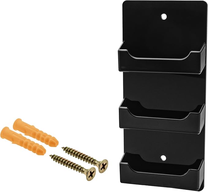 Marketing Holders Wall Mount Business Card Holder with Hanging Hardware Holds 50 Business or 30 Gift Cards of 3.5" x 2" Printed Material Black Acrylic Organizer