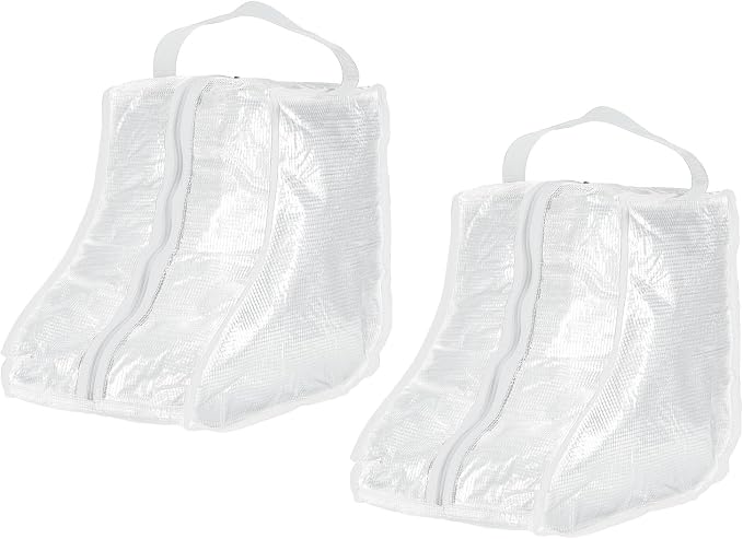 uxcell 2Pack Boot Storage Bag Portable, PVC Shoe Storage Bag with Zipper Clear Boots Cover Protector Bag for Short Boots and Short Boots Storage Travel and Daily Use, White Tall