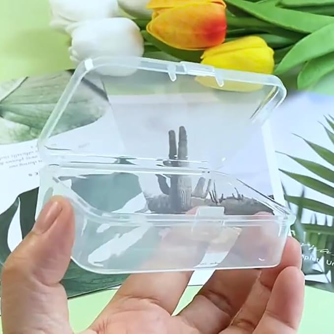12Pack Rectangle Plastic Clear Storage Containers Box, 2.91x1.93x0.79 Inchs,Small Plastic Containers for Small Items, Jewelry, Earrings, Necklace, Rings, Cosmetics, Threads, Beads, Crafts etc.