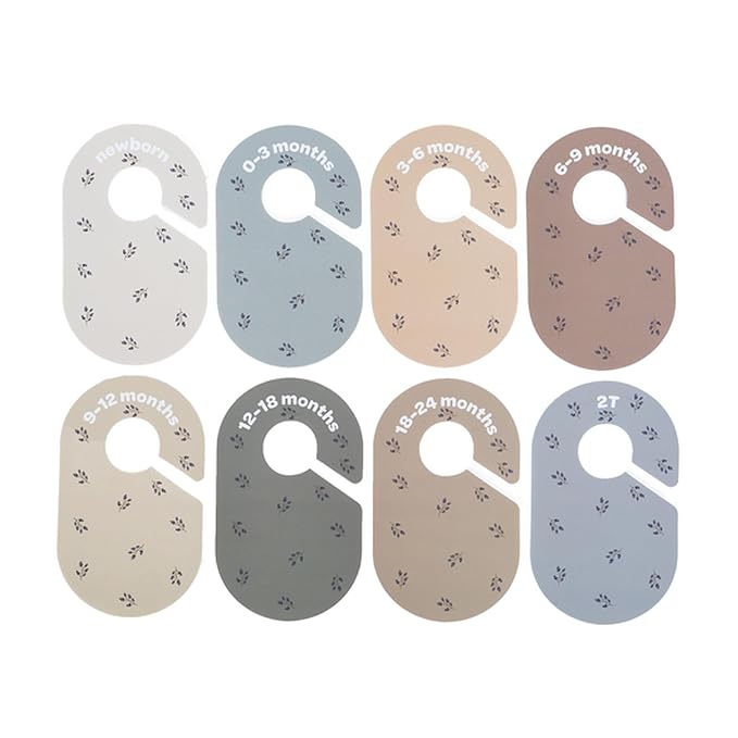 3 Sprouts Baby Closet Dividers, Newborn to 2T, Blueberry, 8 Piece Set | Newborn to 2T sizing, 8-piece set, Double-sided size labels, Age labels, Nursery closet storage, Baby clothes organizer
