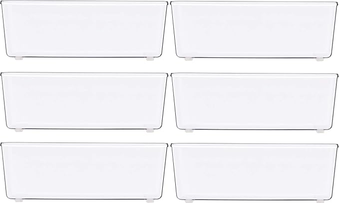Simple Houseware Clear Drawer Organizer for Office Bin Desk Storage, 3.25"x 6.25", 6 Packs