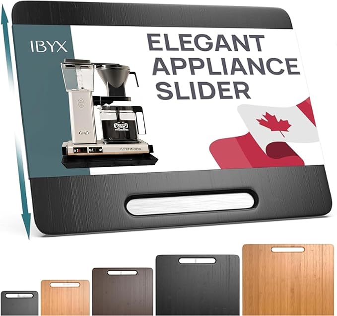 Ibyx Elegant Appliance Slider - Sliding Tray for Coffee Maker & Heavy Kitchen Appliances, Easy Slide, Made of Premium Bamboo, Space-Saving Kitchen Organizer, 40 lb Capacity, Black - 13 x 10.5 Inch