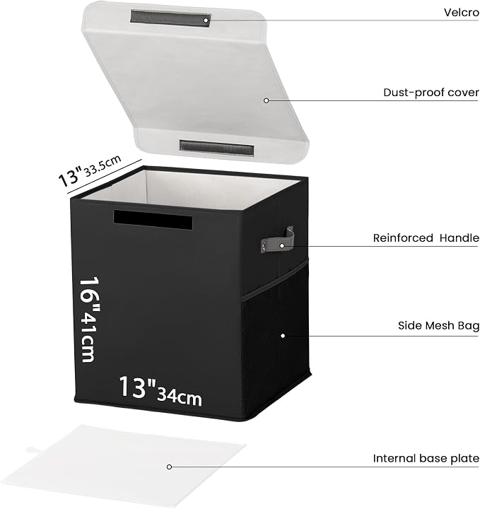 40L Large Toy Storage Box with Lid, Large Toy Box Chest for Kids, Girls and Boys, Nursery Room and Living Room, 13"x13" x16" - Black