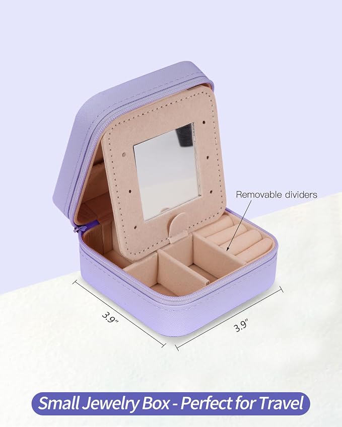 Uygafly Gifts for Teen Girl Trendy Stuff,Birthday Gift for 5 6 7 8 9 10 11 12 13 14 15 Year Old Girls,Cute Travel Jewelry Case Small Box - Lavender,R