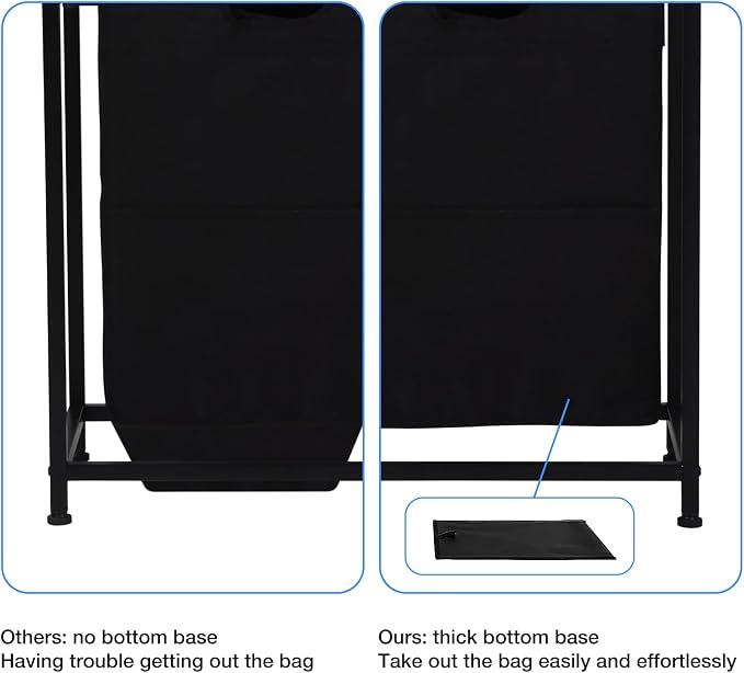COSYSUPER Laundry Sorter 2 Section with Shelf, Two Section Laundry Hamper Organizer, Laundry Basket with Removable Bag for Clothes Storage, Brown and Black