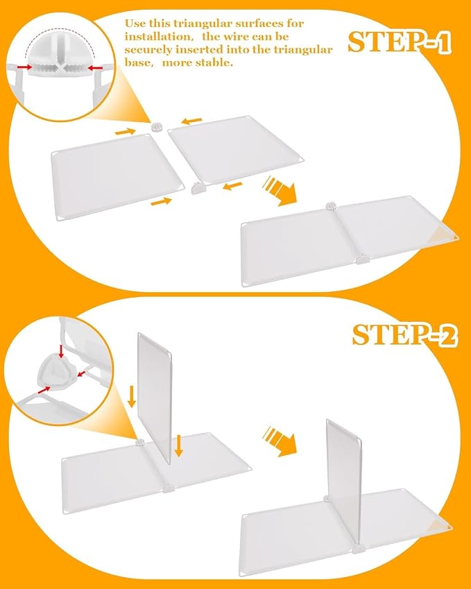 Shelf Dividers for Closet Organization, Portable Closet Shelf Divider, Closet Dividers for Shelves, Shelf Separators, Easy Access and Storage, Fits Wire Shelves and Wooden Boards 3pack