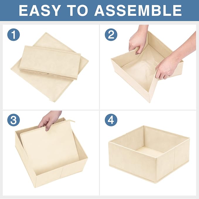 Criusia Drawer Organizer Clothes 12 Pack, Dresser Organizer for Nursery Bedroom Closet Organization and Storage - Baby Clothes Organizer Bins - Drawer Divider for Sock Underwear Bra Ties (Beige)