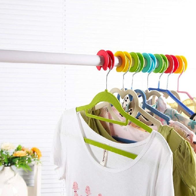 Teensery 8 Pcs Clothes Hanger Hooks Silicone Anti-Slip Clothes Hanger Spacers Hooks Anti-Off Hanger Fixing Ring Hooks for Closet Organizer System